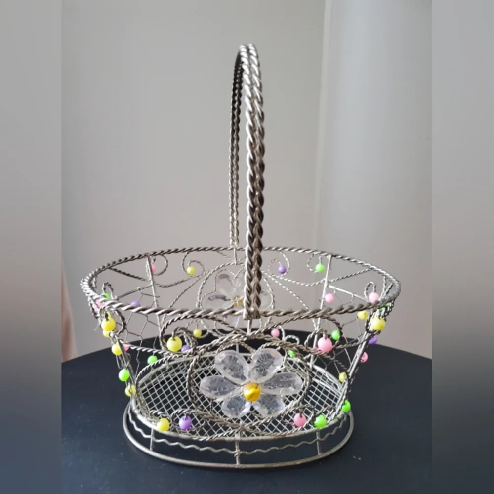 Multi Color Beaded Flower Basket